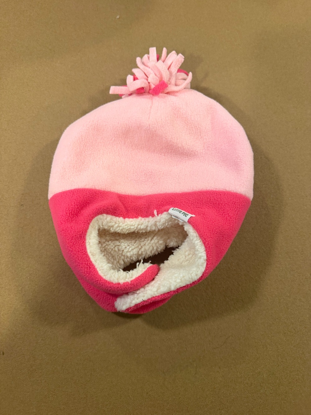 Little Me Two-Tone Pink Fleece Hat with Pom Pom